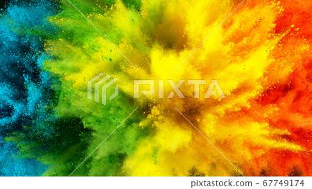 Abstract coloured powder explosion background Abstract coloured powder explosion background 67749174