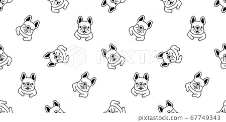 dog seamless pattern french bulldog puppy pet bone vector repeat wallpaper scarf isolated tile background cartoon animal doodle illustration design 67749343
