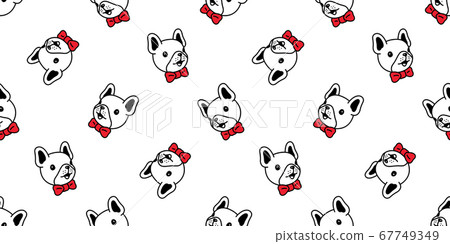 dog seamless pattern french bulldog vector face head bow tie pet puppy animal scarf isolated repeat wallpaper tile background cartoon illustration doodle design 67749349