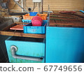 Scenery of fish cages at the fish market in the port 67749656