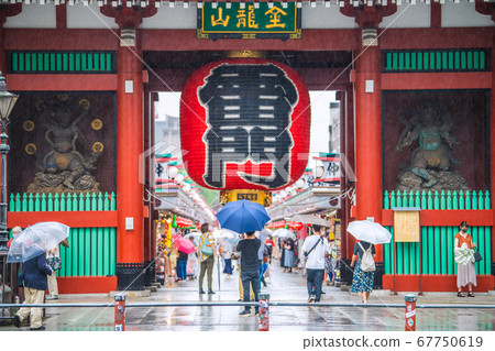 Tokyo cityscape in Japan Rainy Tokyo Sensoji Temple (1 year until the opening of the Tokyo Olympics, today) = 23 days 67750619