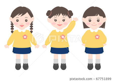 插畫素材：不同髮型的幼稚園女生 67751899