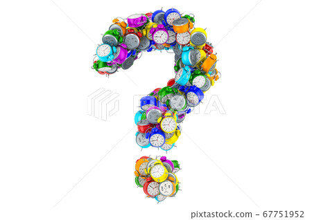 Question mark from colored alarm clocks 67751952