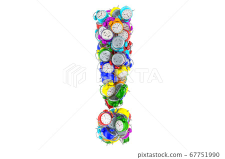 Exclamation mark from colored alarm clocks 67751990