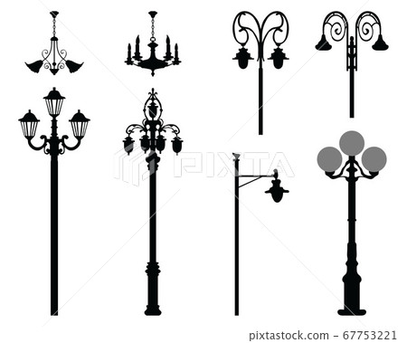 lamps, silhouettes, vector 67753221