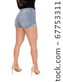 Woman standing from back in jeans shorts 67753311