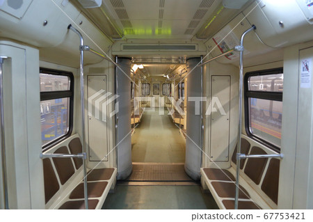 Inside the empty subway's retro car Inside the empty subway's retro car 67753421