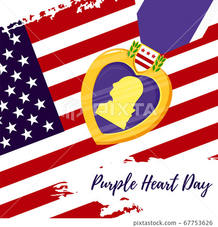 Vector template card Purple Heart Day 67753626