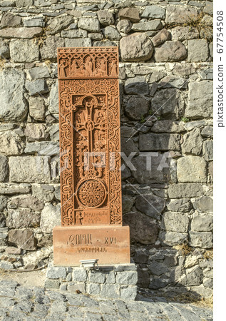 Copy of the khachkar from Jugha, carved in the 16th century, installed along the road leading to the monastery of Geghard 67754508