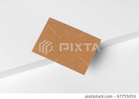Empty craft business cards on white background. 67755059