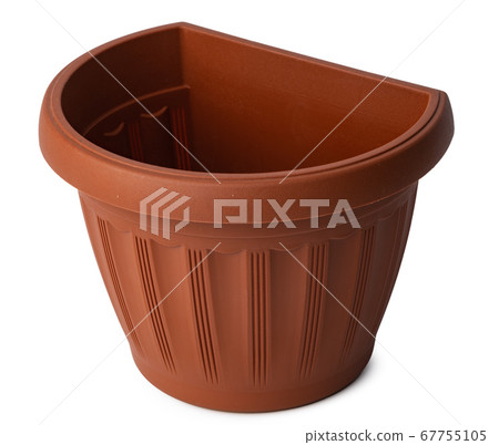 Brown plastic flower pot isolated on white 67755105
