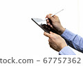 Man using tablet and stylus pen Man using tablet and stylus pen 67757362