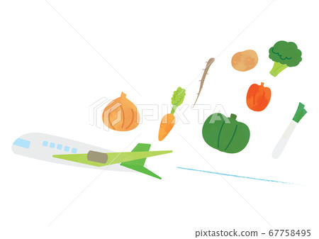 Illustration of an airplane carrying vegetables exported Illustration of an airplane carrying vegetables exported 67758495