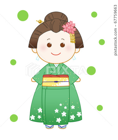 一個穿著和服的女人有民族服裝的背景 一個穿著和服的女人有民族服裝的背景 67759663