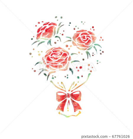 Bouquet of red roses tied with a red ribbon - Stock Illustration ...