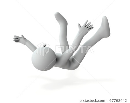A character that falls and falls behind. 3D rendering. 67762442