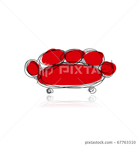 Red sofa, sketch for your design 67763310