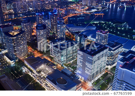 City night view Yokohama Port and Minato Mirai Tower Mansion City night view Yokohama Port and Minato Mirai Tower Mansion 67763599
