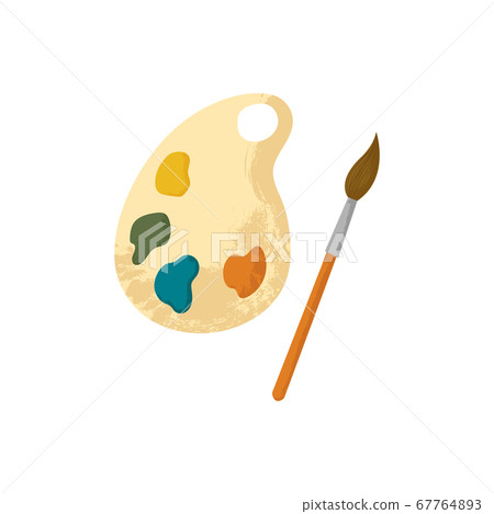 Painting palette and brushes Royalty Free Vector Image