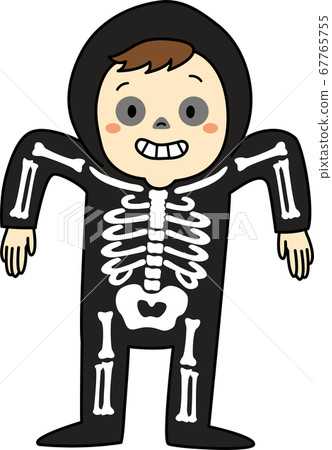 萬聖節兒童服裝（帶有骨架，男孩和輪廓） 67765755