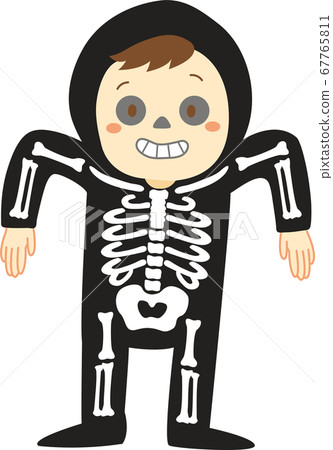 A series of children in Halloween costumes (skeleton, boy, no outline) 67765811