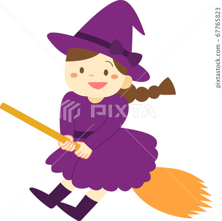 Series of children in Halloween costumes (witch, girl, no outline) 67765823