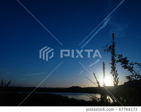 Blue sky and airplane cloud Blue sky and airplane cloud 67768172