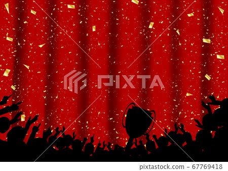 Person Silhouette Trophy Confetti Curtain Stock Illustration 67769418 Pixta