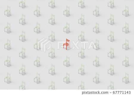 Seamless white chairs minimal pattern with one red seat, individuality concept 3D rendering Seamless white chairs minimal pattern with one red seat, individuality concept 3D rendering 67771143