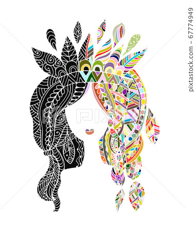 Female portrait, ethnic beauty for your design Female portrait, ethnic beauty for your design 67774949