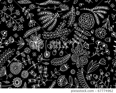 Floral seamless pattern, sketch for your design Floral seamless pattern, sketch for your design 67774962