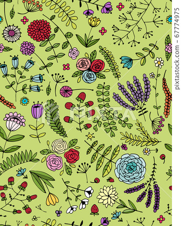 Floral seamless pattern, sketch for your design 67774975