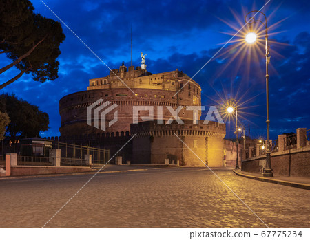 Rome. Fortress of Sant'Angelo at night. Rome. Fortress of Sant'Angelo at night. 67775234