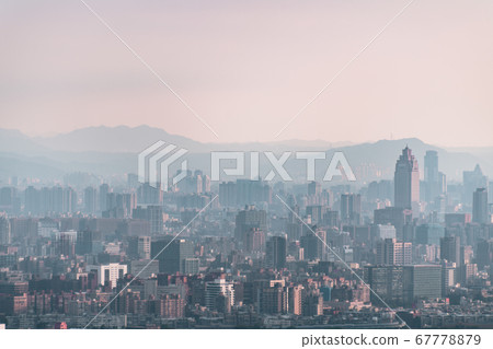 Skyline of taipei city in downtown Taipei, Taiwan. 67778879