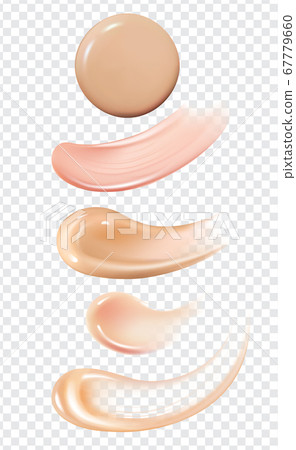 矢量逼真的皮膚粉底刷筆觸設置2 67779660