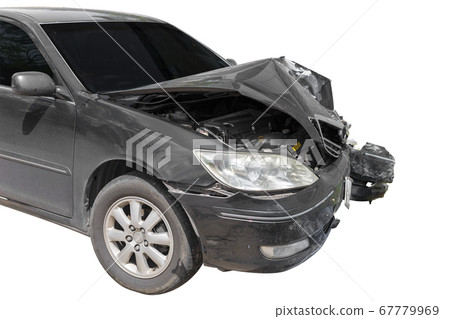 Front of black color car damaged and broken by 67779969