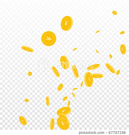 Chinese yuan coins falling. Scattered disorderly C Chinese yuan coins falling. Scattered disorderly C 67787286