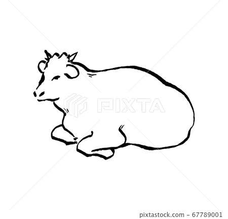 Pen drawing of a sitting cow - Stock Illustration [67789001] - PIXTA