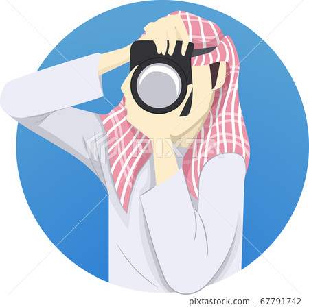 Man Camera Photography Middle East Illustration 67791742