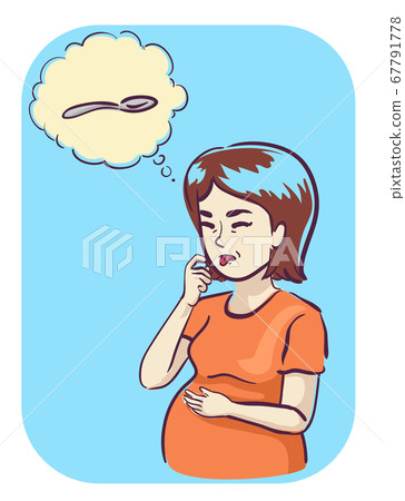 Pregnant Woman Metallic Taste Illustration 67791778