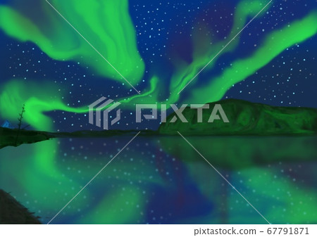 Aurora and water surface Aurora and water surface 67791871