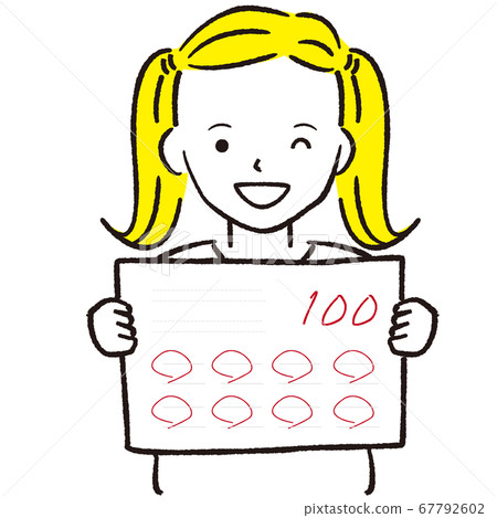 100 points hand-painted 1color girl twin tail - Stock Illustration ...