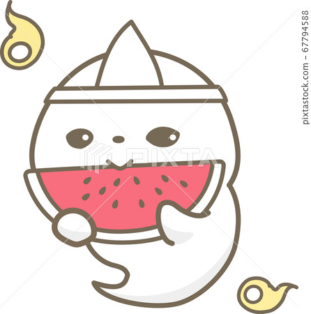 Little ghost eating watermelon 67794588
