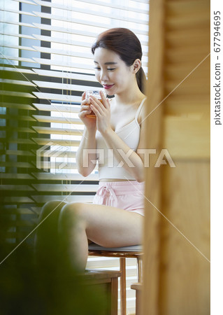 Tea Time, Tea Therapy, Foot Bath, Healing, Young Woman 67794695