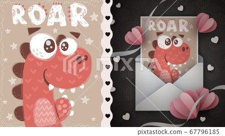 Dino fire - idea for greeting card. Dino fire - idea for greeting card. 67796185