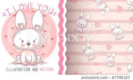 Easter cute rabbit - seamless pattern - Stock Illustration [67796187 ...