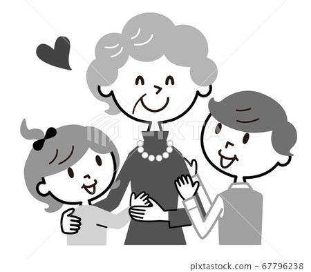 Grandmother grandson monotone illustration 67796238