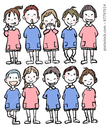 各種罩衫幼兒幼兒園和學齡前兒童藍色粉紅色 67797014