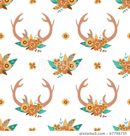 Deer horns pattern. Cute floral antlers in the Deer horns pattern. Cute floral antlers in the 67798735