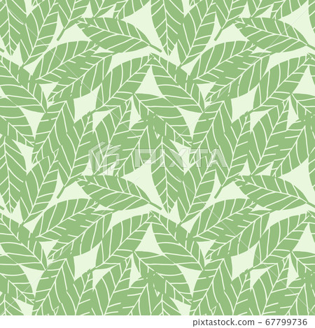 Random seamless pattern with green leafs on white - Stock Illustration ...